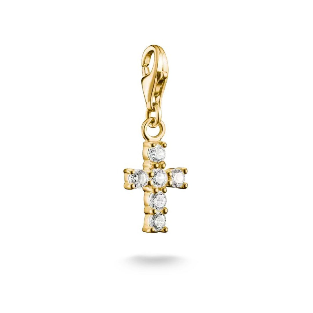 Thomas Sabo Charm Pendant - Gold Cross with White Zirconia