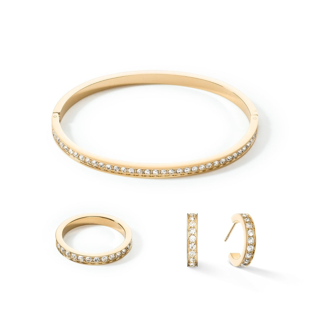 Coeur De Lion Stainless Steel Gold Hoop Earrings with Crystals
