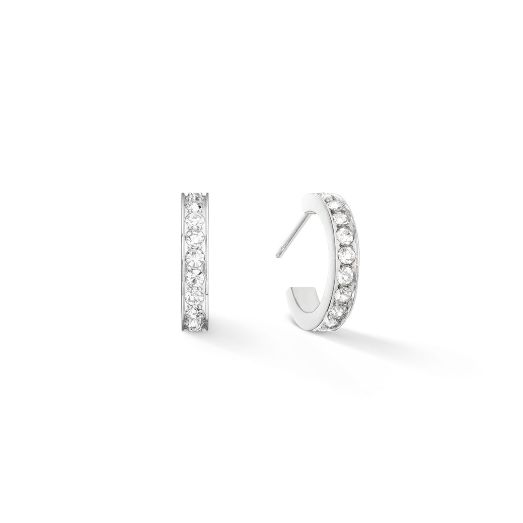 Coeur De Lion Stainless Steel Hoop Earrings with Crystals