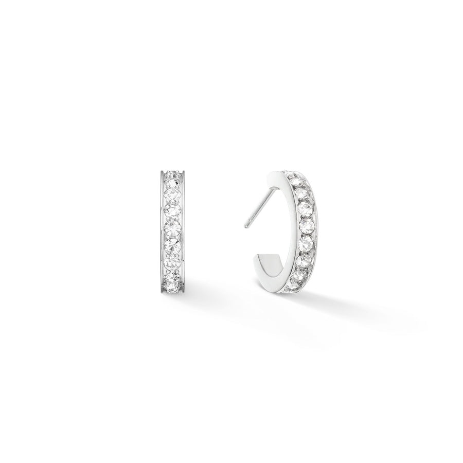 Coeur De Lion Stainless Steel Hoop Earrings with Crystals