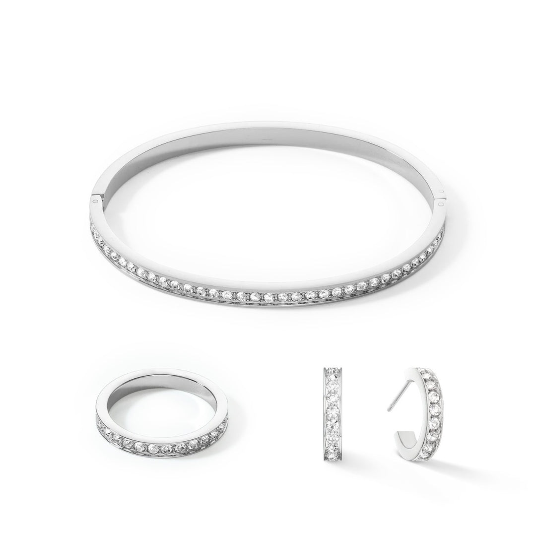 Coeur De Lion Stainless Steel Hoop Earrings with Crystals