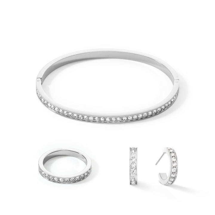 Coeur De Lion Stainless Steel Hoop Earrings with Crystals
