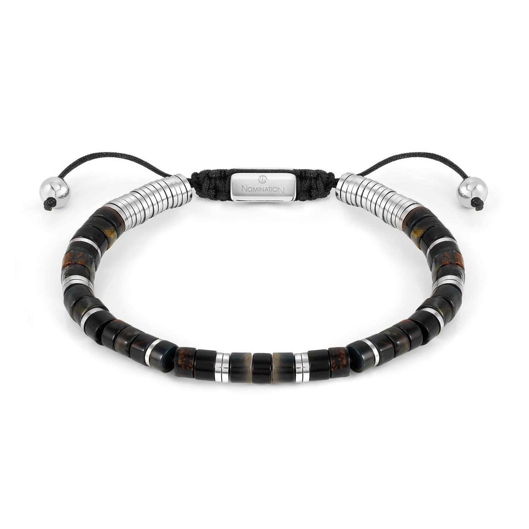 Nomination Instinct Style Bracelet in Steel with Stones - Black and Brown Jasper 027925_084