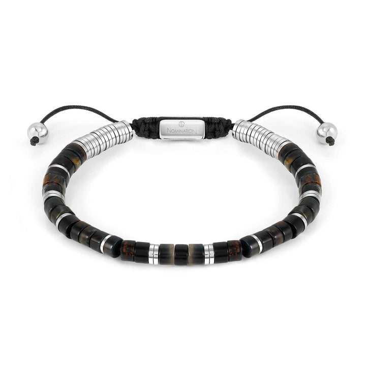Nomination Instinct Style Bracelet in Steel with Stones - Black and Brown Jasper 027925_084