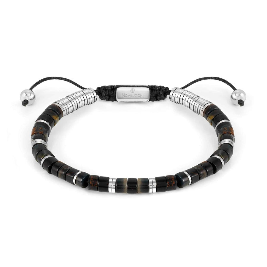 Nomination Instinct Style Bracelet in Steel with Stones - Black and Brown Jasper 027925_084
