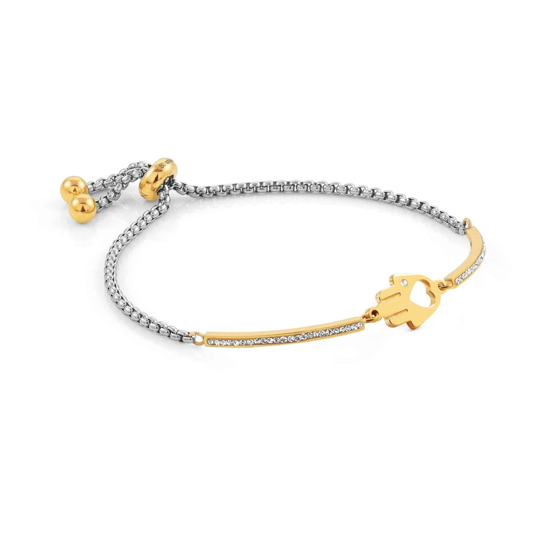 Nomination Milleluci Bracelet Stainless Steel Gold and Zirconia - Hand of Fatima. Item code 028006/001