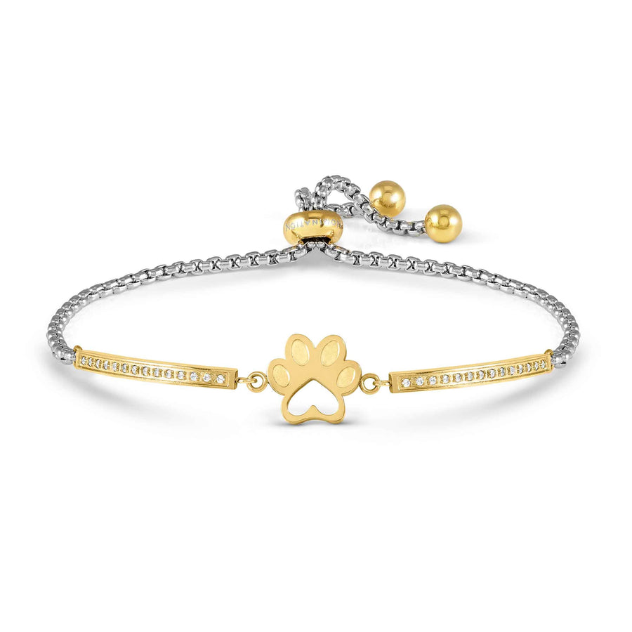 Niche Jewellery Nomination Milleluci Refined Bracelet Stainless Steel Gold and Zirconia - Dog Footprint