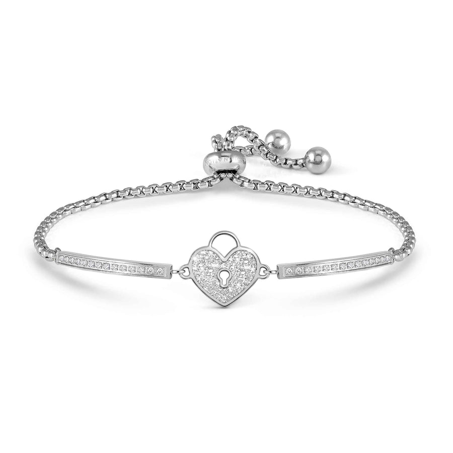 Niche Jewellery Nomination Milleluci Beloved Bracelet Stainless Steel Glitter and Zirconia - Heart Padlock