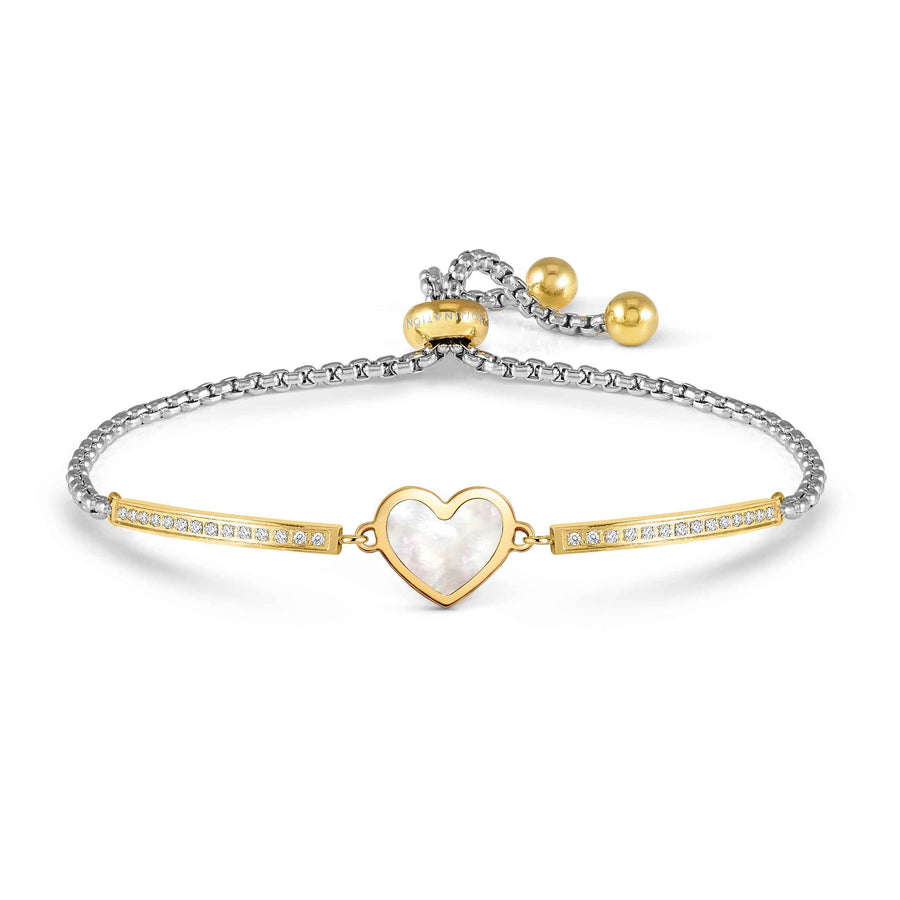 Niche Jewellery Nomination Milleluci Beloved Bracelet Stainless Steel Gold Zirconia and White Mother-of-Pearl - Heart