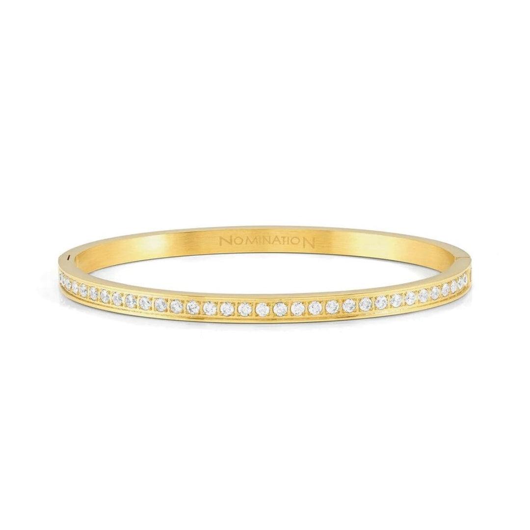 Nomination Zirconia and Gold Tone Stainless Steel Hinged Bangle
