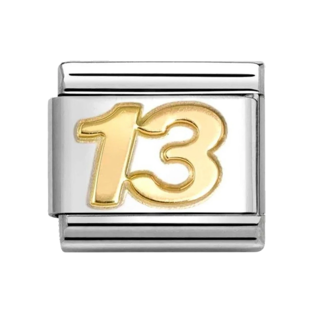 Nomination Classic Gold Number 13 Charm. Item code 030109_44.