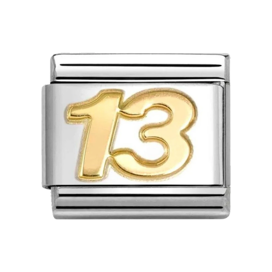 Nomination Classic Gold Number 13 Charm. Item code 030109_44.