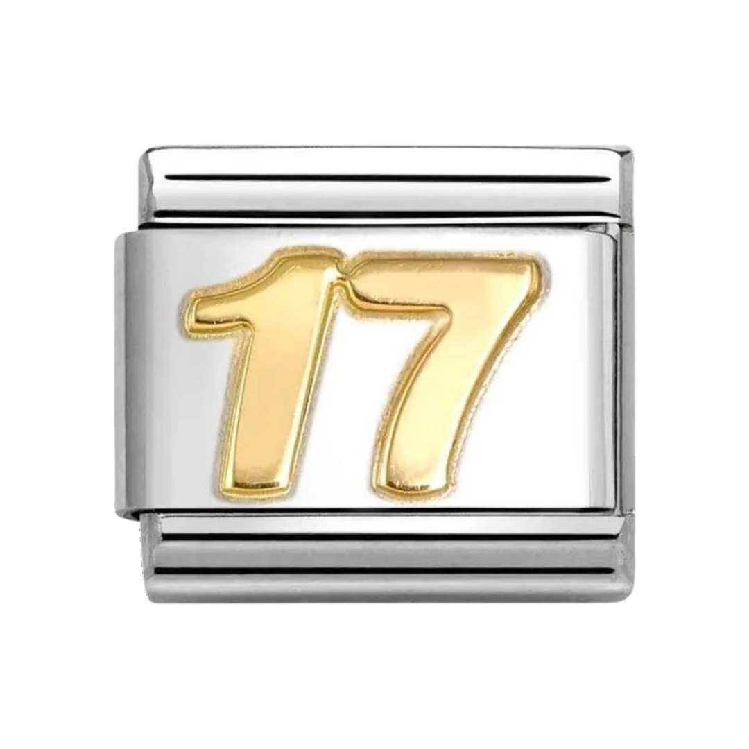 Nomination Classic Gold Number 17 Charm. Item code 030109/45
