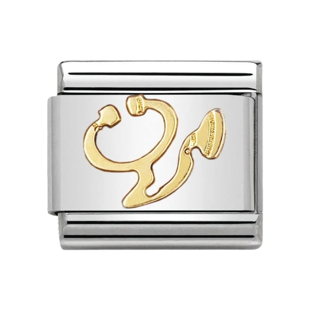 Niche Jewellery Nomination Classic stainless steel and 18k gold stethoscope charm for medical professionals.