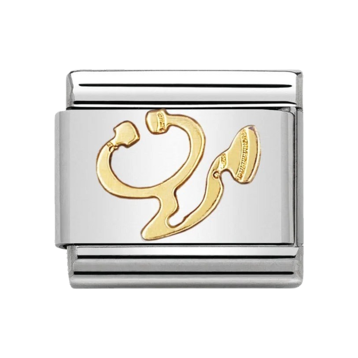 Niche Jewellery Nomination Classic stainless steel and 18k gold stethoscope charm for medical professionals.