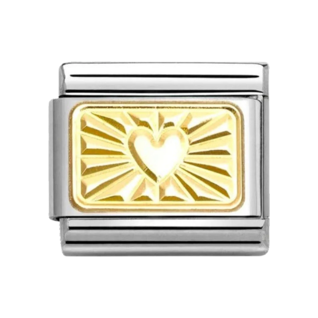 Nomination Classic 18k Gold Heart on Etched Plate - 030121_58