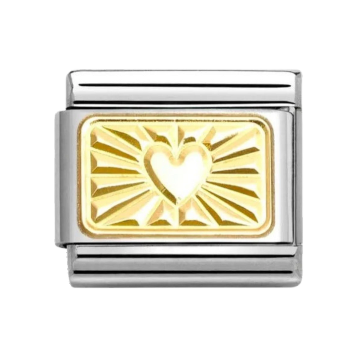 Nomination Classic 18k Gold Heart on Etched Plate - 030121_58