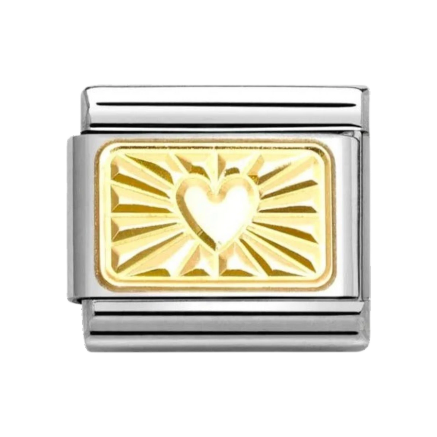 Nomination Classic 18k Gold Heart on Etched Plate - 030121_58