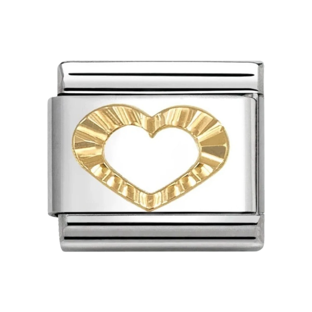Nomination Classic Gold Etched Open Heart Charm 030149_63