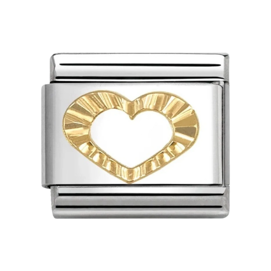 Nomination Classic Gold Etched Open Heart Charm 030149_63