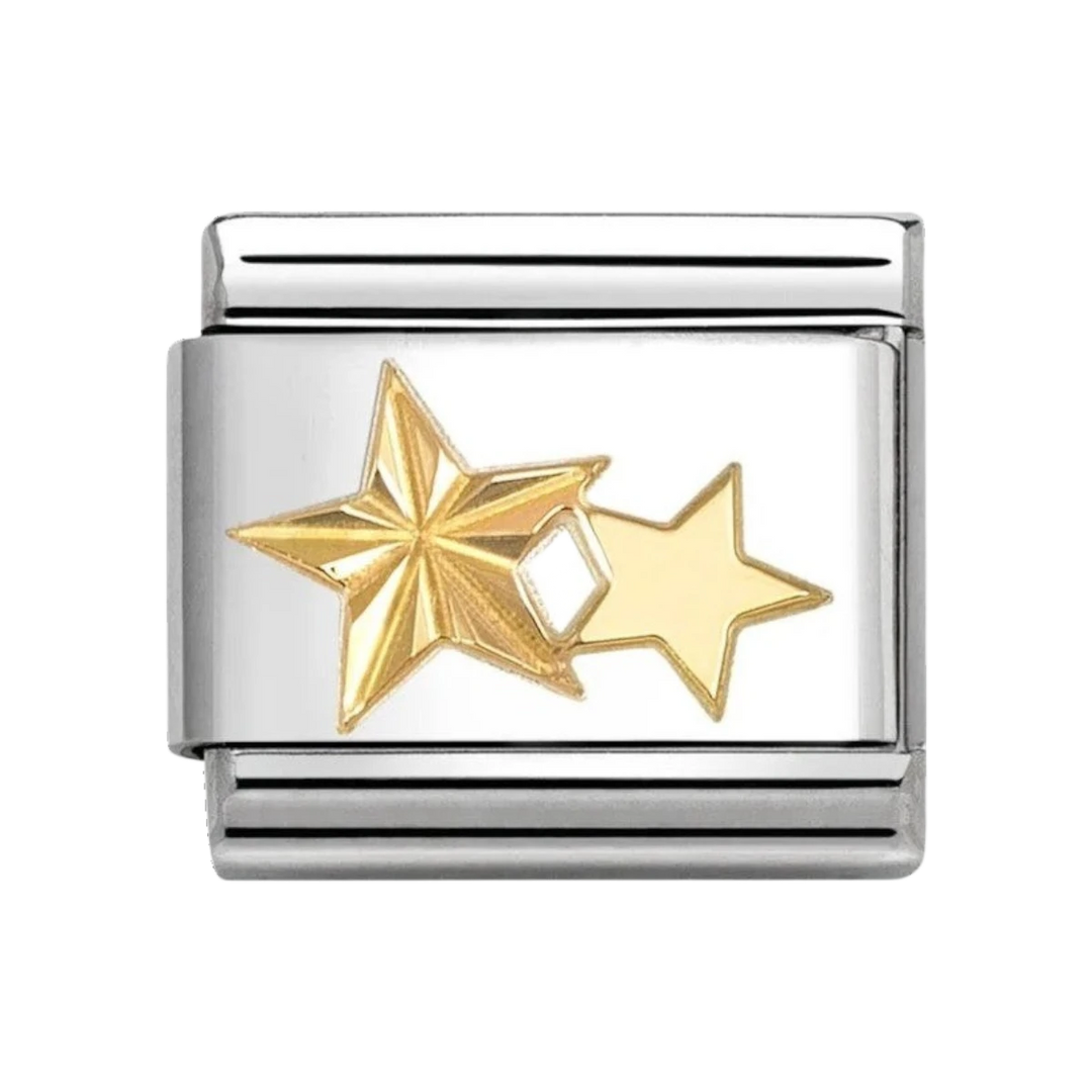 Nomination Classic Gold Etched Sunburst Star with Flat Star Charm. Item code 030149/65