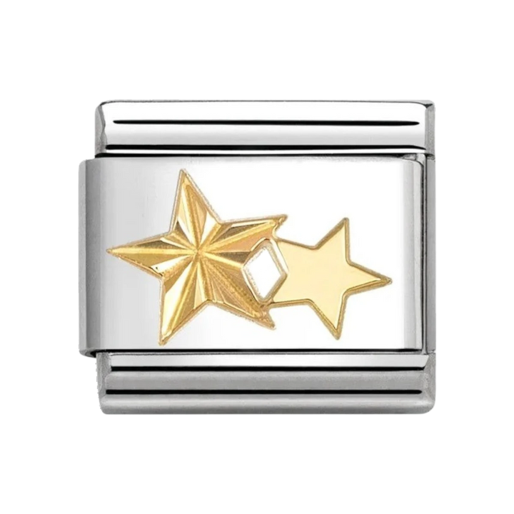 Nomination Classic Gold Etched Sunburst Star with Flat Star Charm. Item code 030149/65