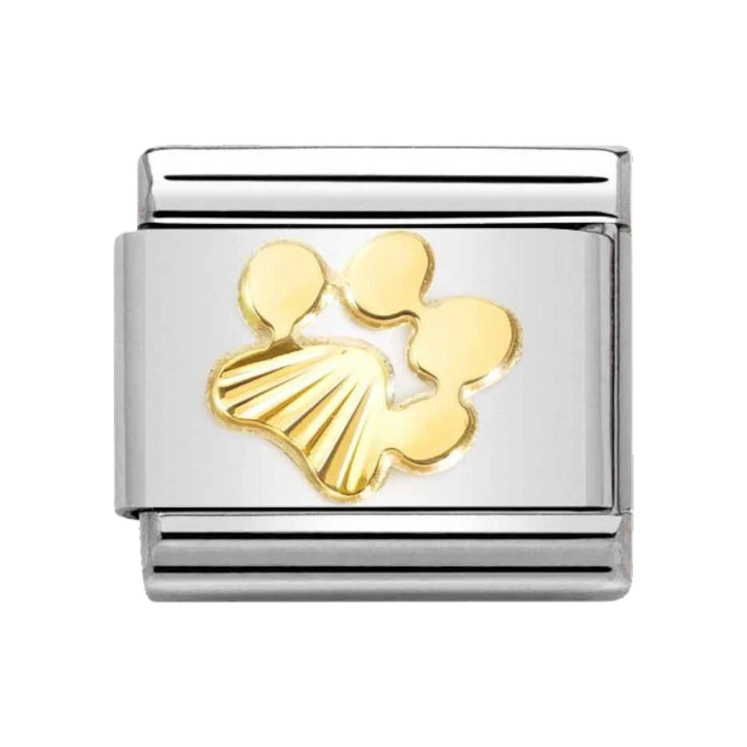 Nomination Classic 18k Gold Sunray Bezel Charm - Dog Footprint 030149_44