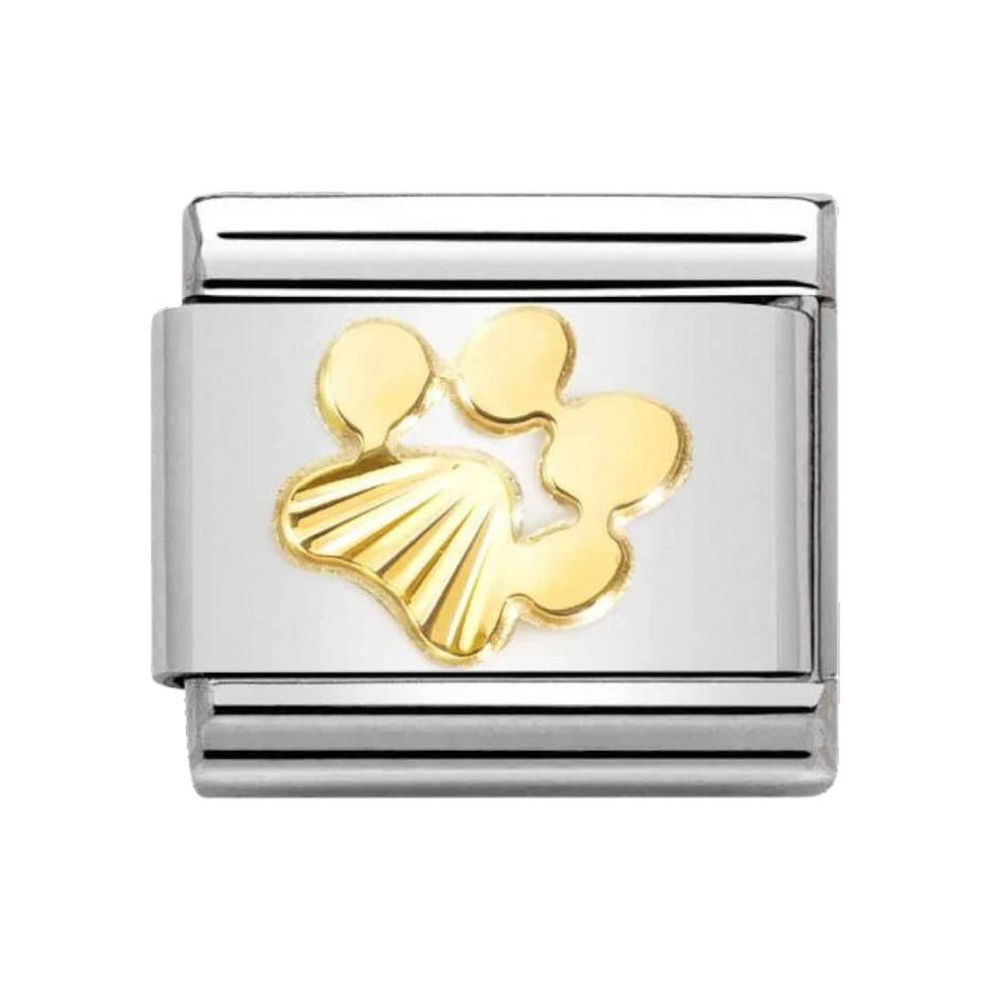 Nomination Classic 18k Gold Sunray Bezel Charm - Dog Footprint 030149_44