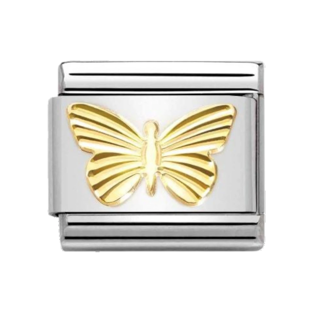 Nomination Classic 18k Gold Sunray Bezel Charm - Butterfly 030149_45
