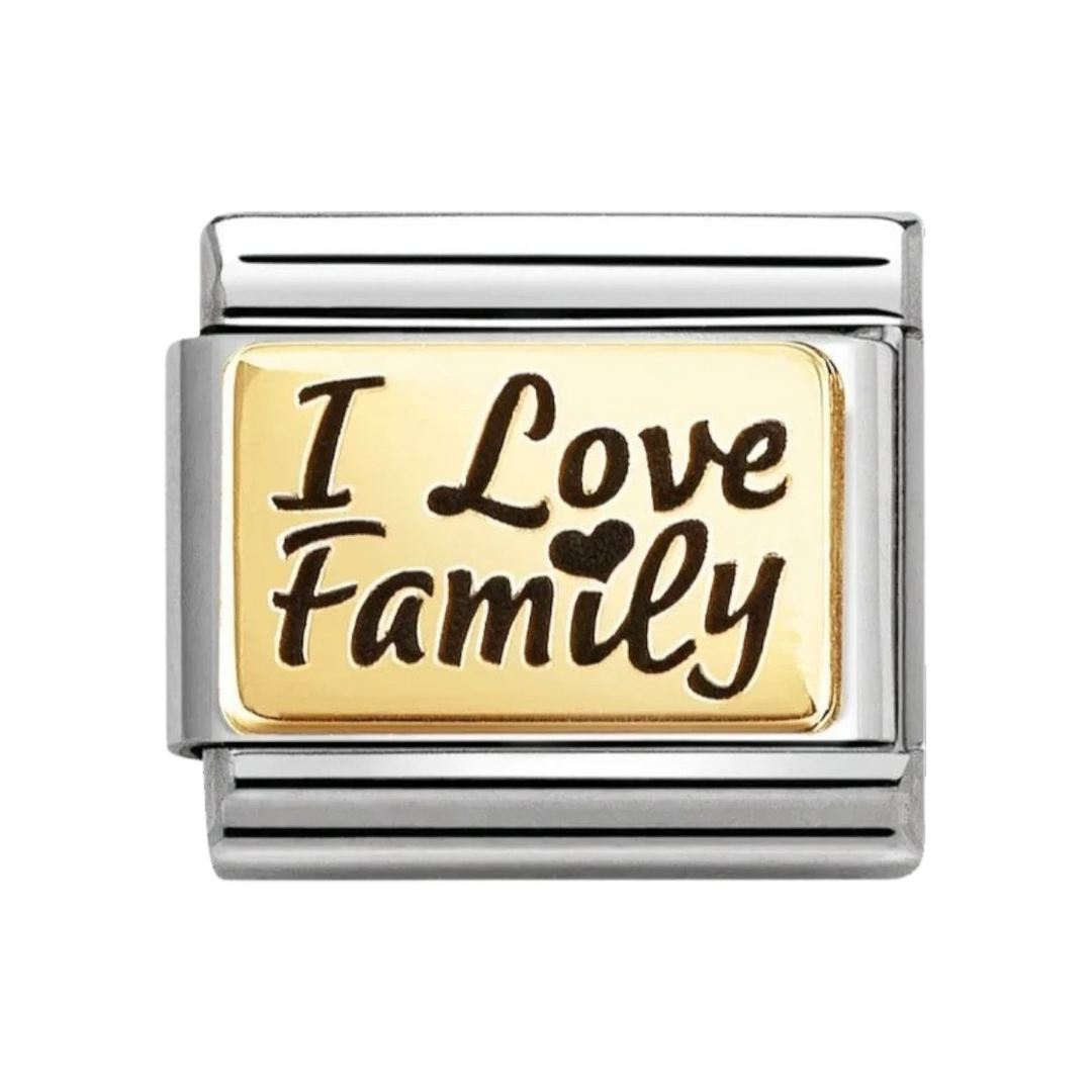 Nomination Gold and Enamel Writing I Love Family Charm