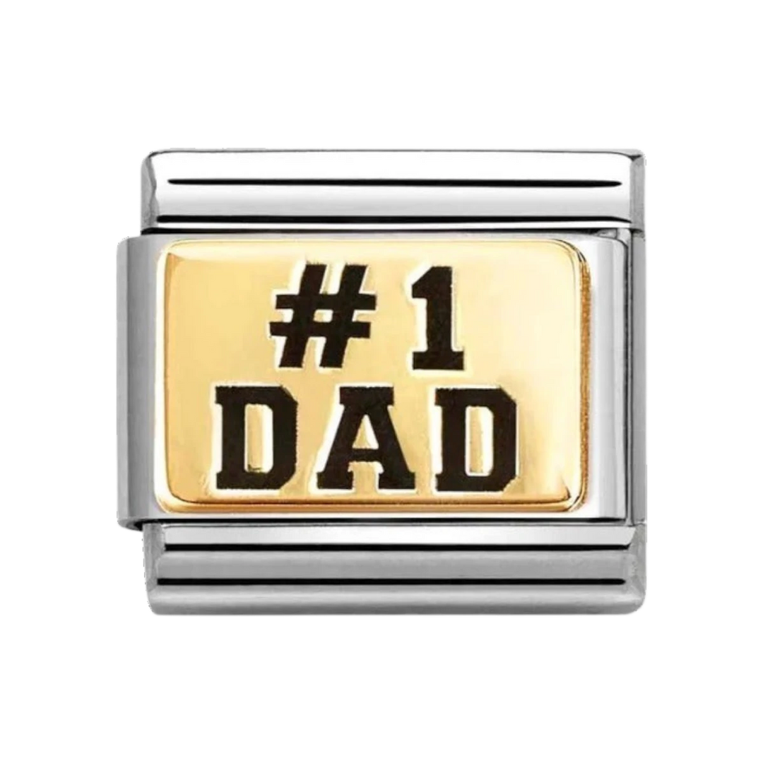 Nomination Classic Gold #1 Dad Charm Black Enamel 030166/39