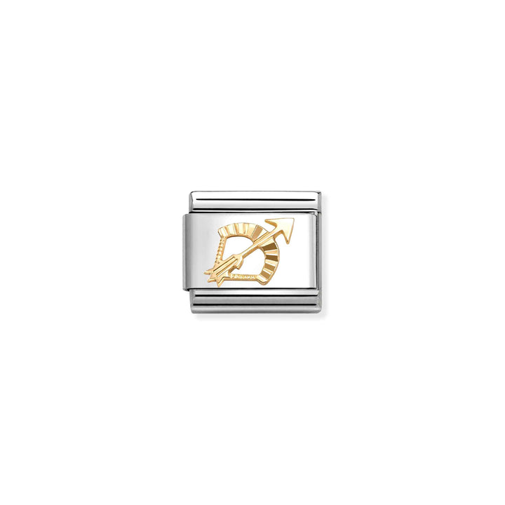Niche Jewellery Nomination Gold Fluted Bezel Zodiac Sagittarius Charm
