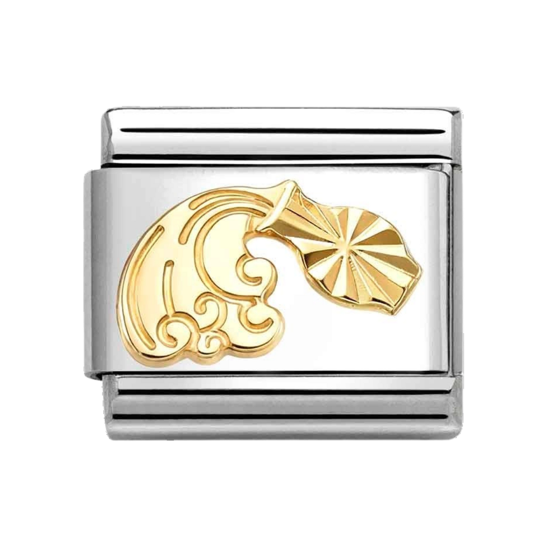 Niche Jewellery Nomination Gold Fluted Bezel Zodiac Aquarius Charm