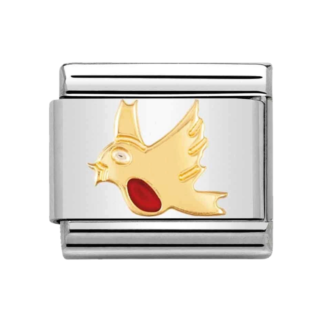 Niche Jewellery Nomination Gold and Enamel Robin Charm