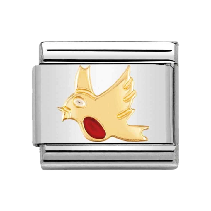 Niche Jewellery Nomination Gold and Enamel Robin Charm