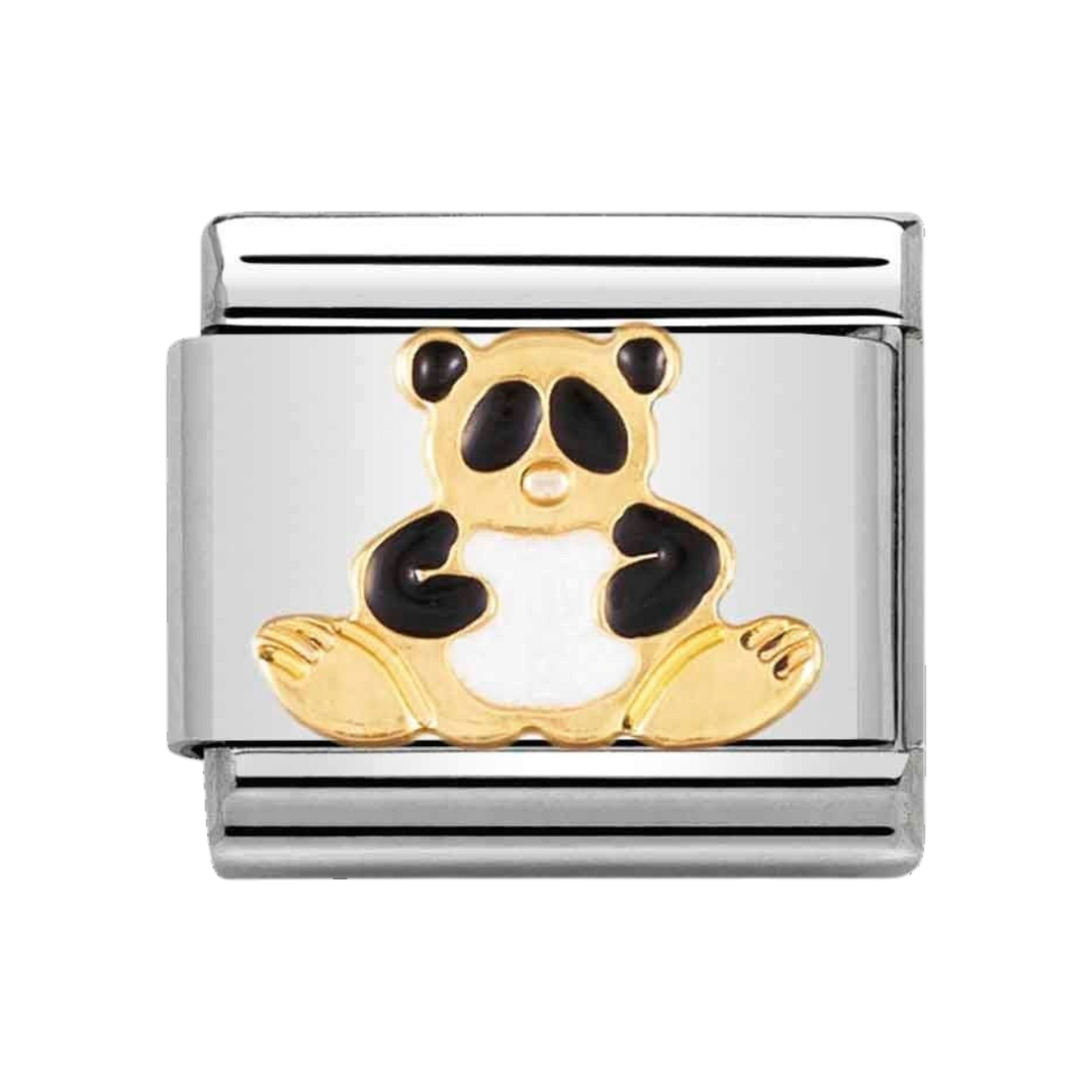 Niche Jewellery Nomination Gold and Enamel Black and White Panda Charm