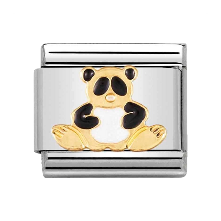 Niche Jewellery Nomination Gold and Enamel Black and White Panda Charm