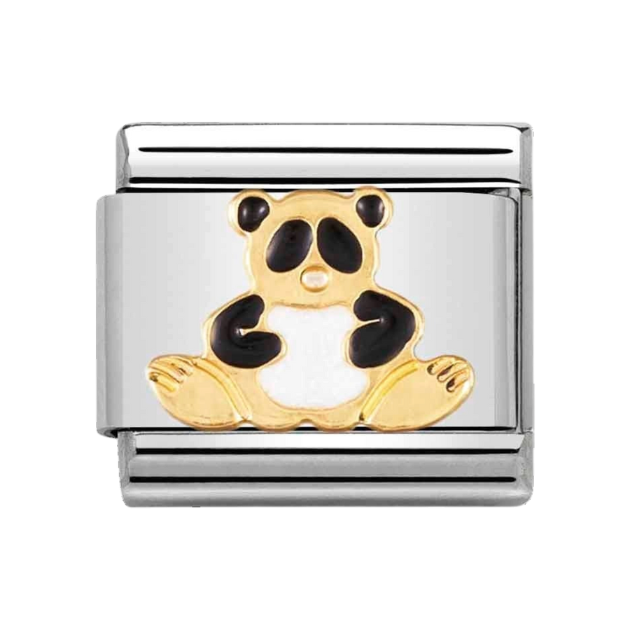 Niche Jewellery Nomination Gold and Enamel Black and White Panda Charm