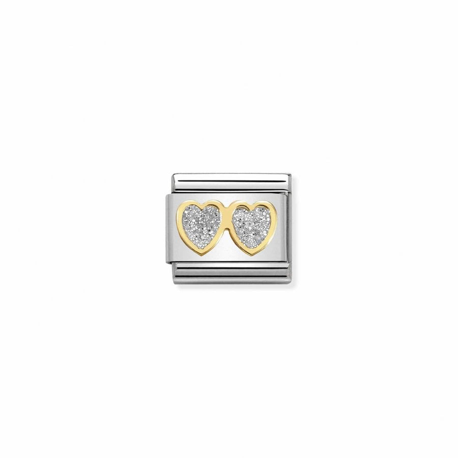 Nomination  Classic Silver Glitter Double Hearts Steel and 18k Gold 030220_01