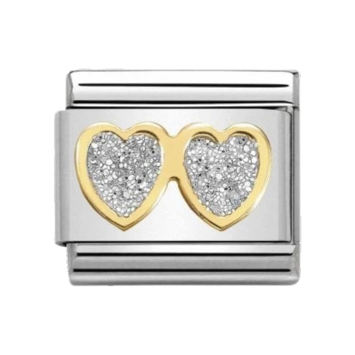 Nomination  Classic Silver Glitter Double Hearts Steel and 18k Gold 030220_01