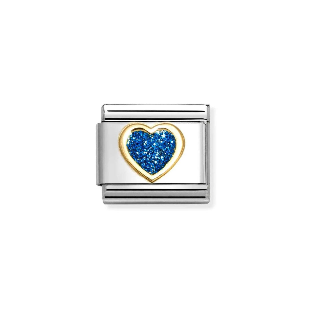 Nomination Classic Gold Blue Glitter Heart Charm 030220/07