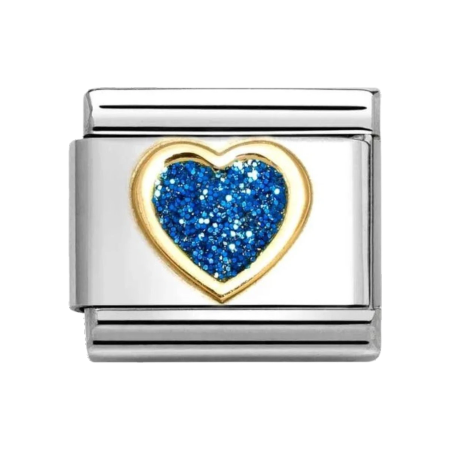 Nomination Classic Gold Blue Glitter Heart Charm 030220/07
