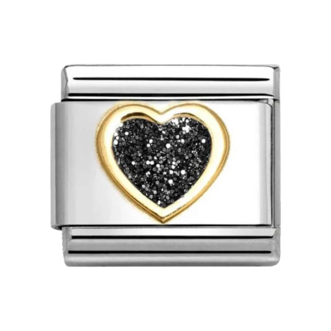Nomination Classic Glitter Charm Gold with Enamel and Black Heart - 030220_10