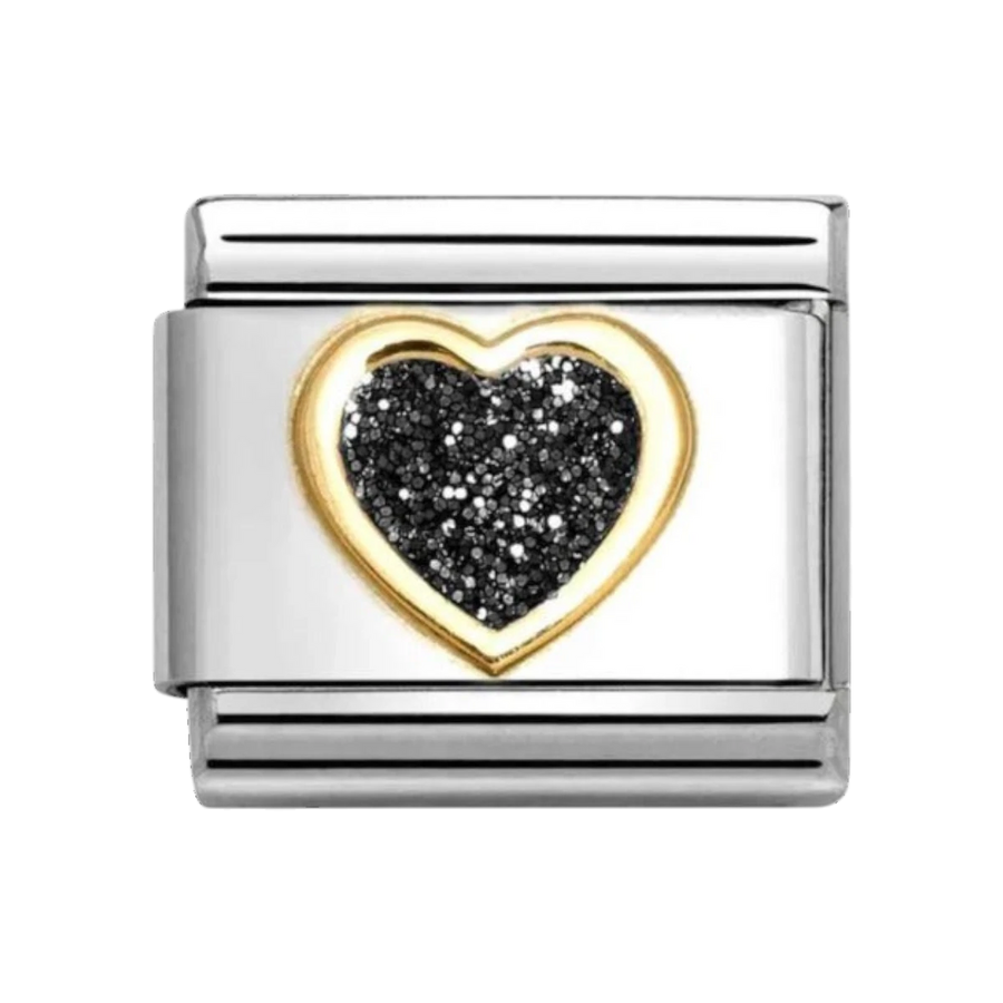 Nomination Classic Glitter Charm Gold with Enamel and Black Heart - 030220_10