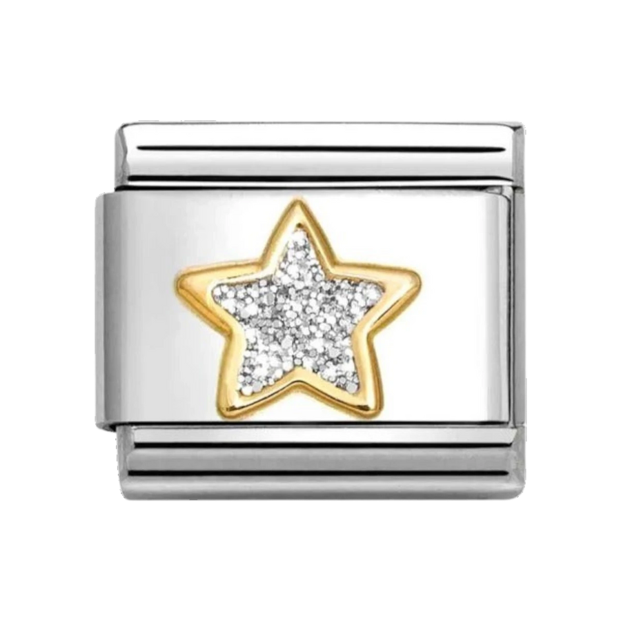 Nomination Classic Glitter Charm Gold with Enamel and Silver Star