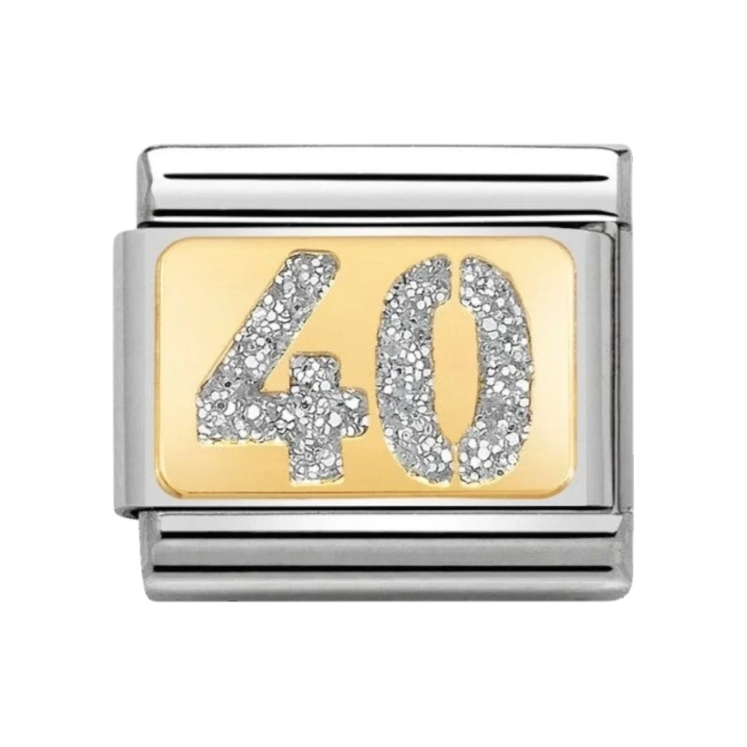 Nomination Classic Glitter Gold Charm with Enamel Number 40