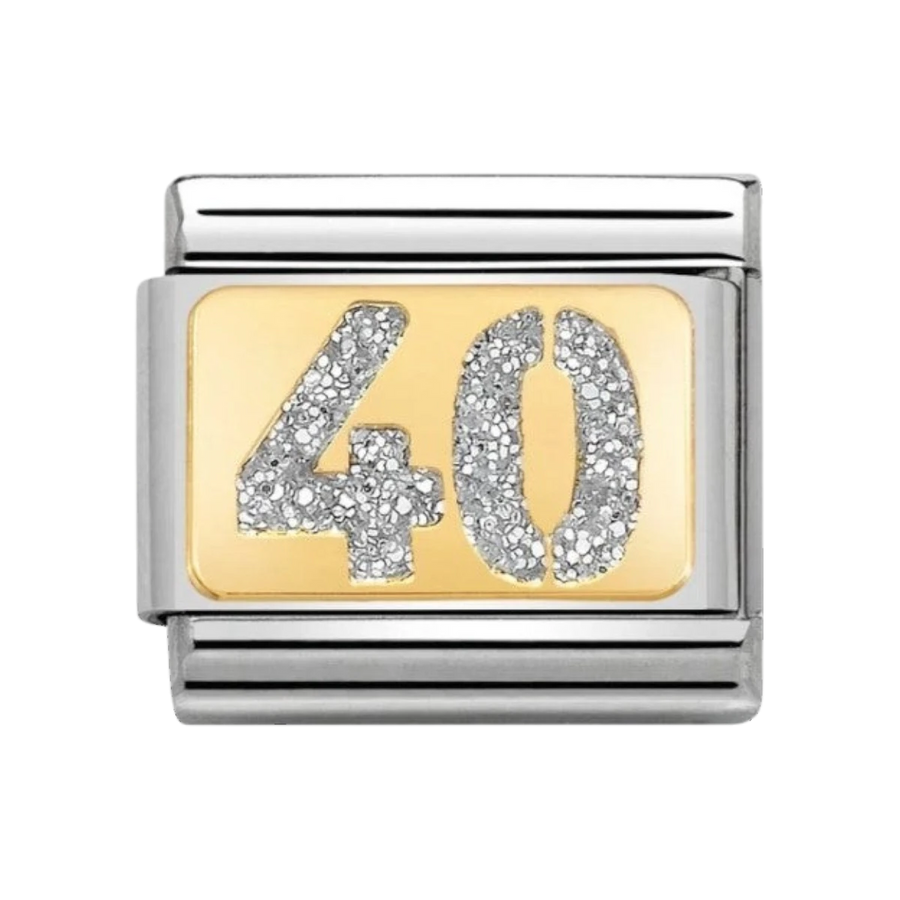 Nomination Classic Glitter Gold Charm with Enamel Number 40