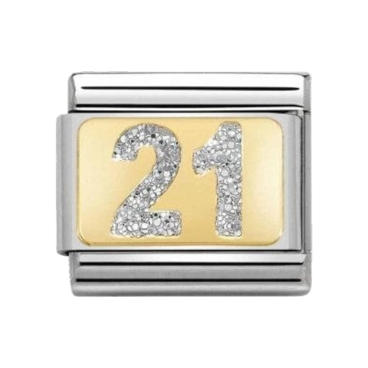 Nomination Classic Glitter Charm - Enamel and 18k Gold Number 21