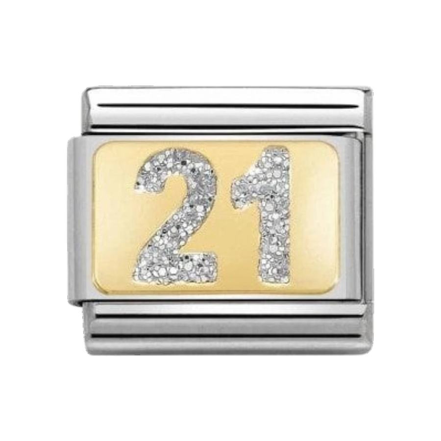 Nomination Classic Glitter Charm - Enamel and 18k Gold Number 21