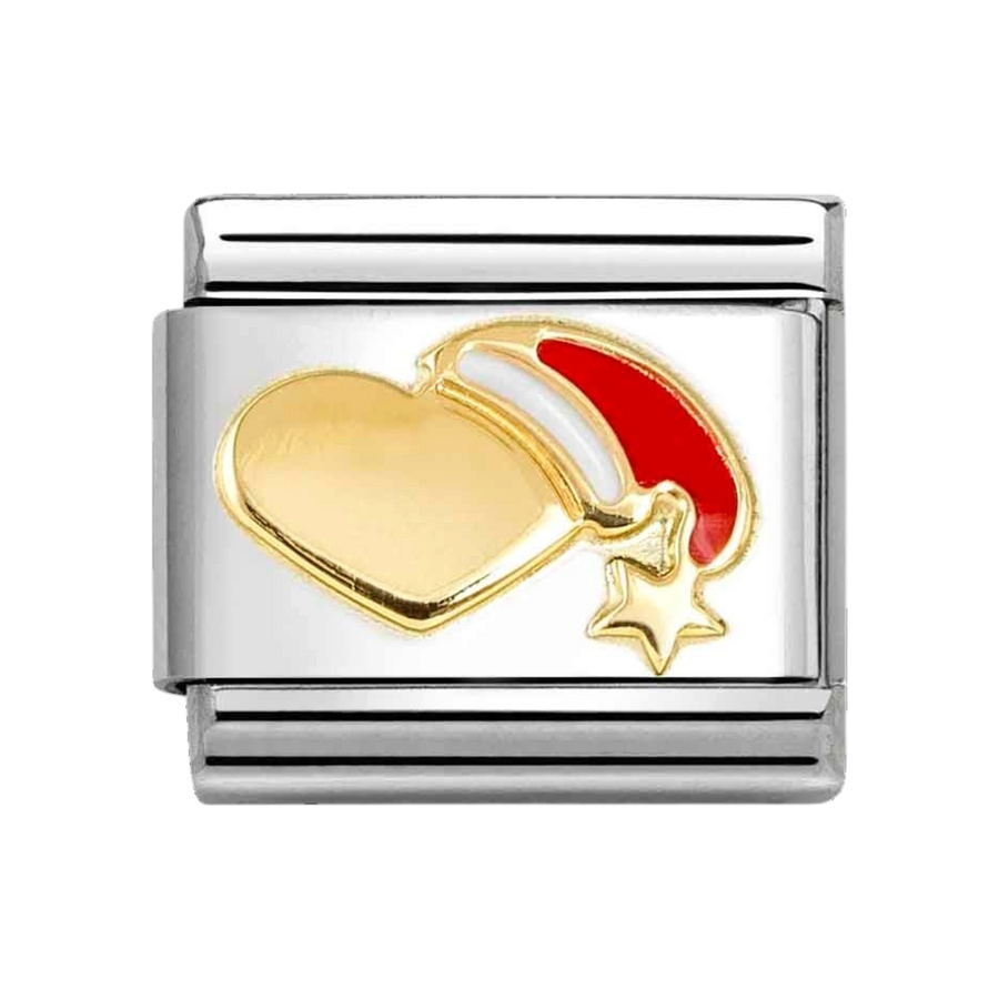 Niche Jewellery Nomination Gold and Enamel Heart with Santa Hat Charm